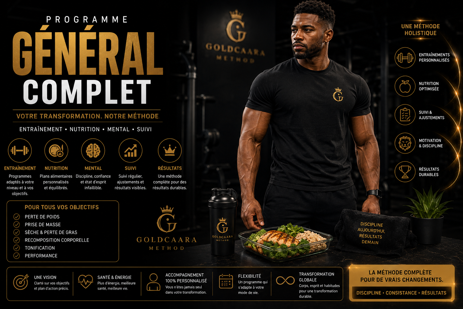 Programme Général Complet – Musculation + Alimentation | GoldCaara Method